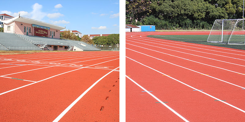 上海金山區體育場塑膠跑道材料案例！