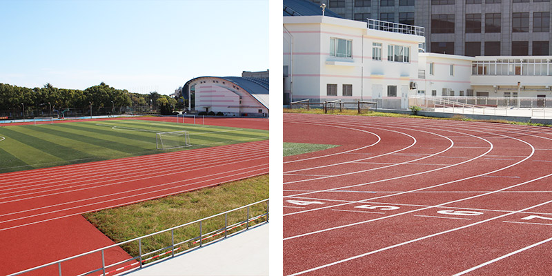 上海金山區體育場塑膠跑道材料案例！